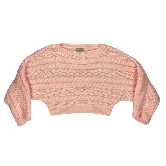 ASOS Crop Sweater Womens 6 Pink Chunky Cable Knit Crew Neck Oversize Winterwear - Picture 1 of 16